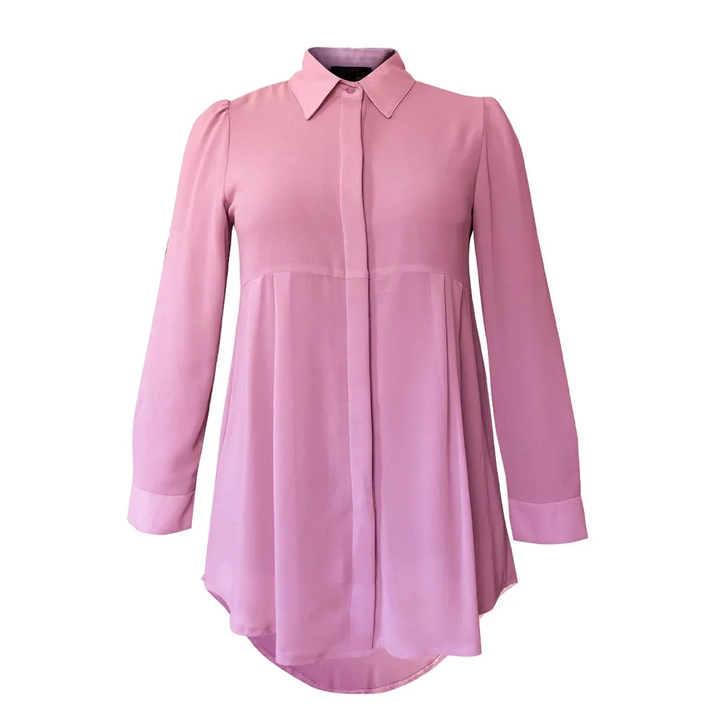 Basic Hi-Low Chiffon Flare Blouse - Sweet