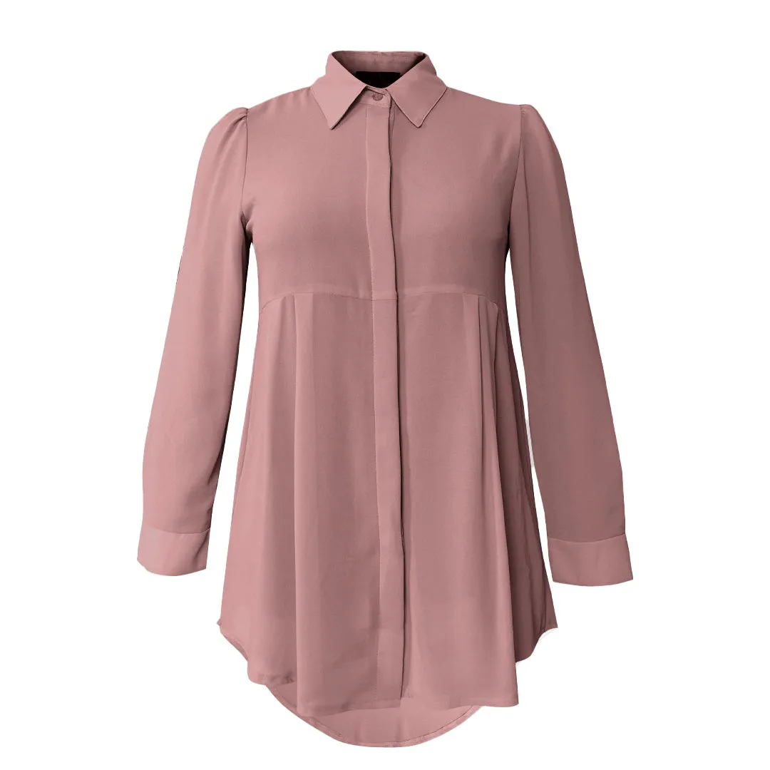 Basic Hi-Low Chiffon Flare Blouse - Sweet