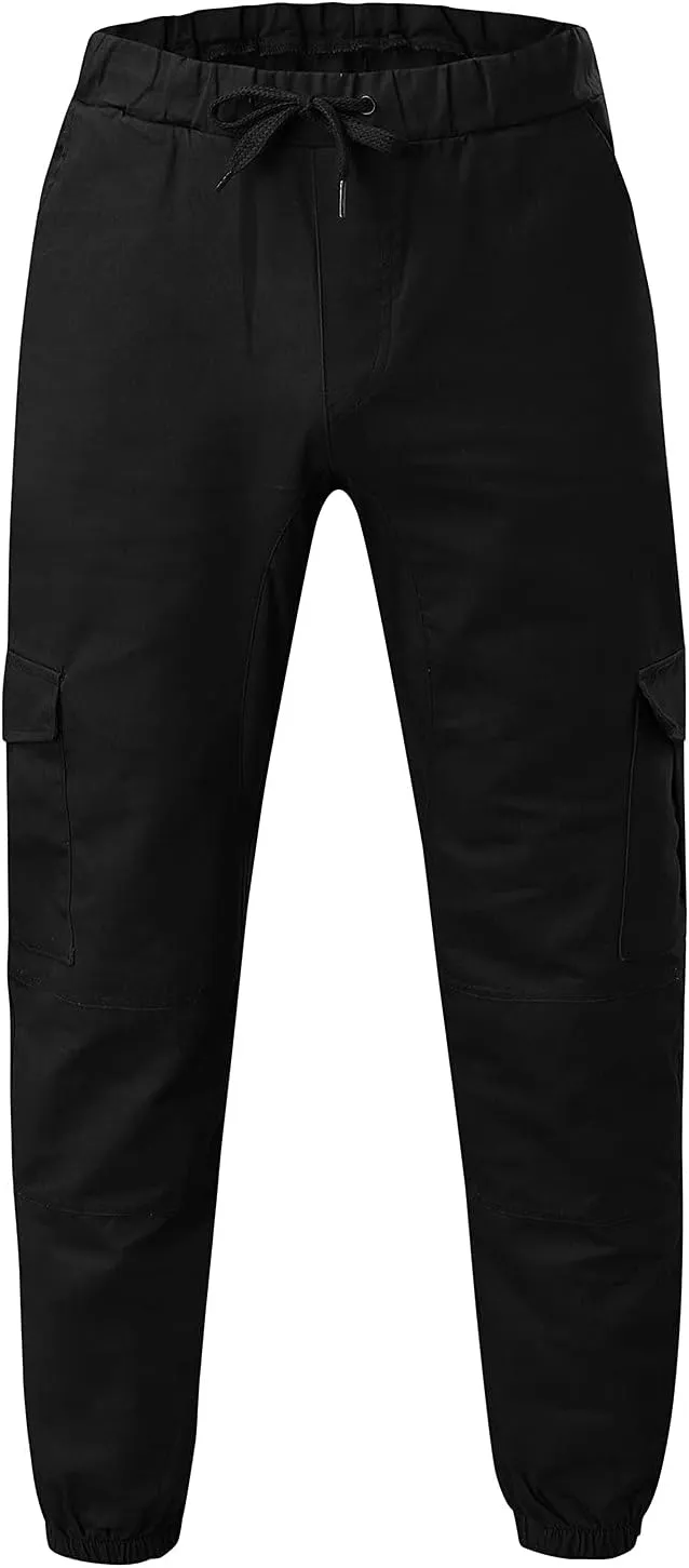 Cargo Pants for Men Big and Tall Men's Heavyweight Fleece Cargo Sweatpants Stretch Elastic Waist Jogger Sports Pants