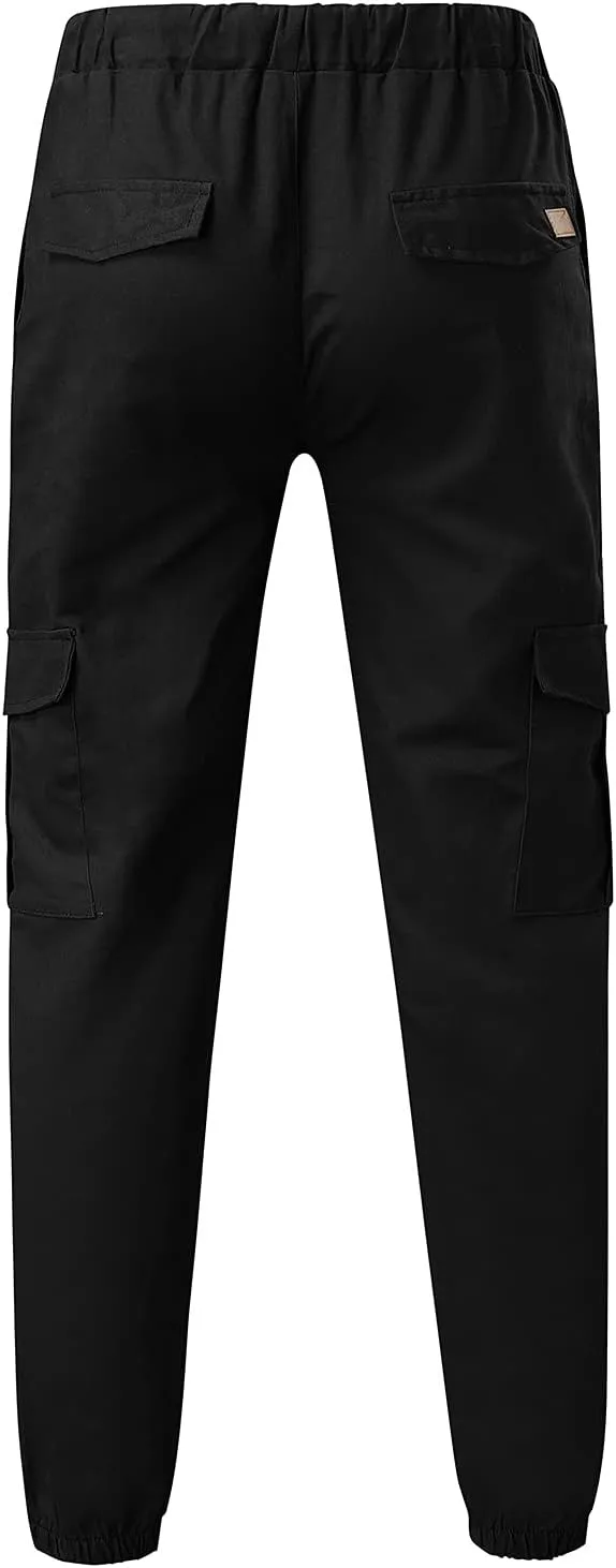 Cargo Pants for Men Big and Tall Men's Heavyweight Fleece Cargo Sweatpants Stretch Elastic Waist Jogger Sports Pants