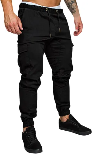 Cargo Pants for Men Big and Tall Men's Heavyweight Fleece Cargo Sweatpants Stretch Elastic Waist Jogger Sports Pants