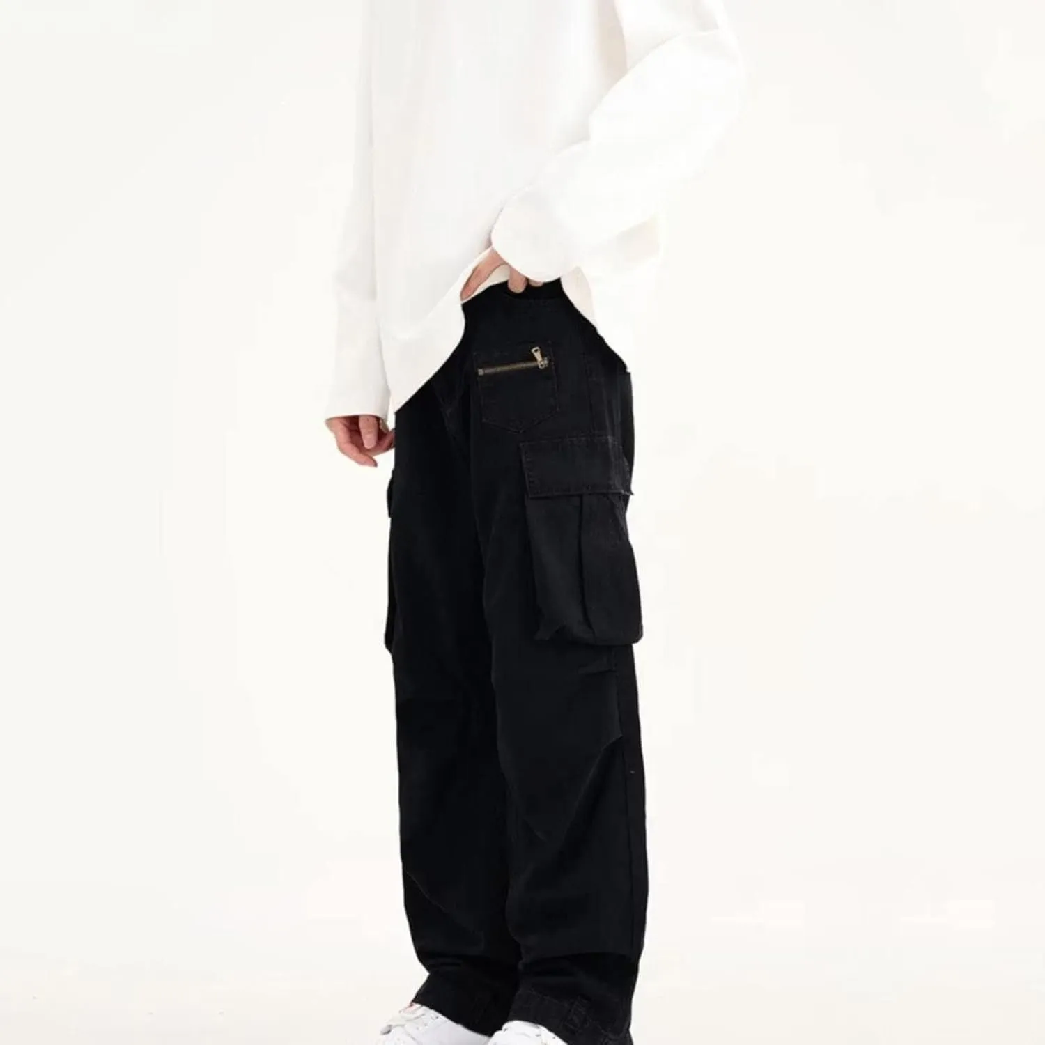 Cargo Pants for Men Relaxed Fit Men Mens Autumn and Winter High Street Fashion Leisure Loose Sports Running Patchwork
