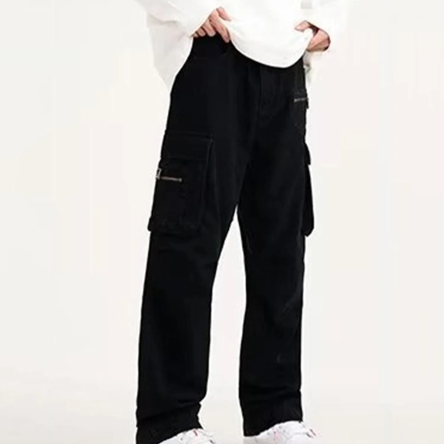 Cargo Pants for Men Relaxed Fit Men Mens Autumn and Winter High Street Fashion Leisure Loose Sports Running Patchwork