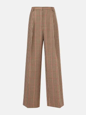 Checked wool wide-leg pants