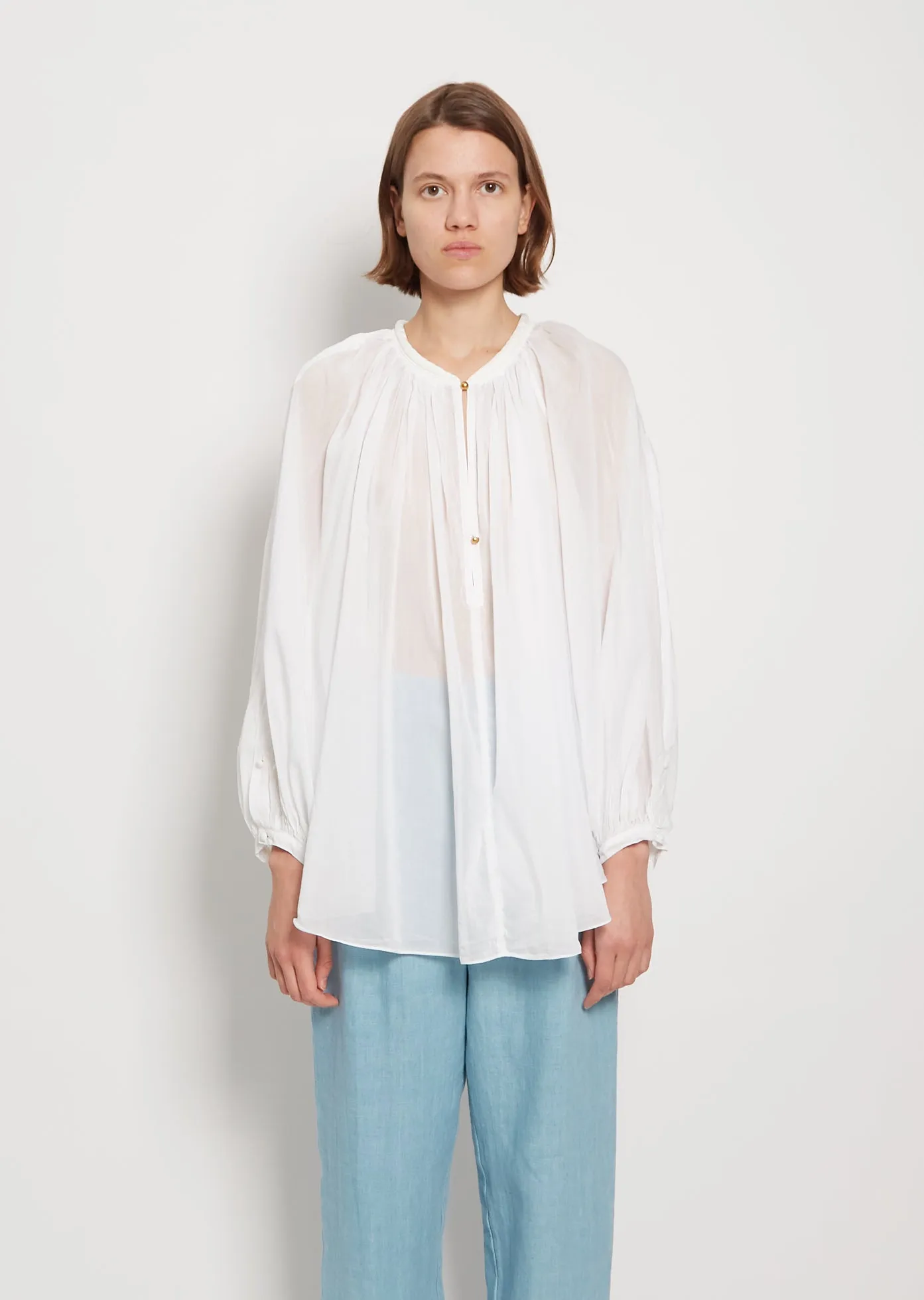 Cotton Silk Voile Poet Blouse