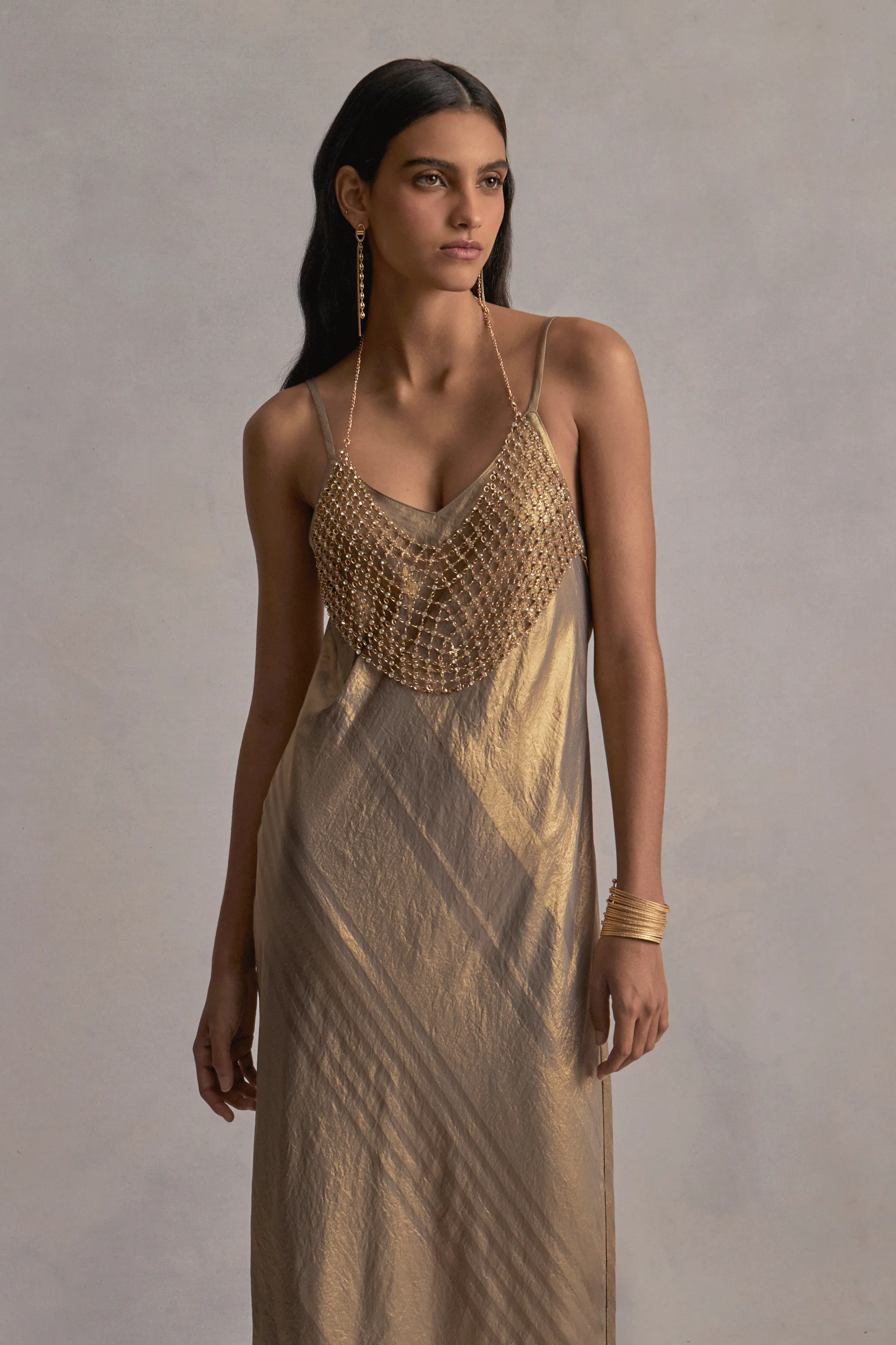 Draping Halter Chain Cami