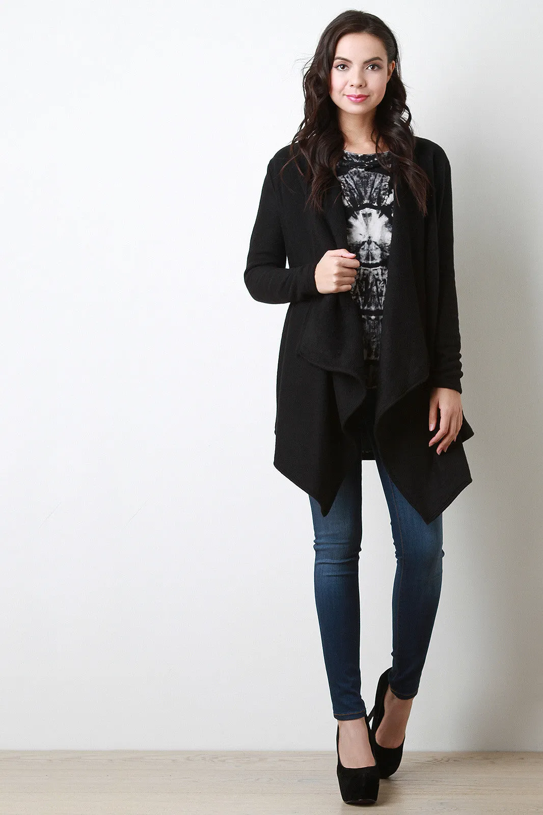Fleece Draping Cardigan