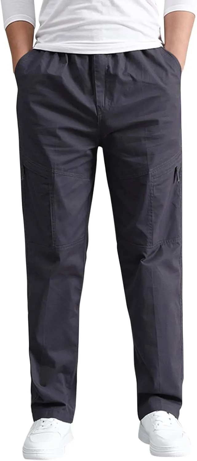 GIERIDUC Men's Water Resistant Hiking Pants Mens Loose Fit Corduroy Pants Loose Cargo Pants for Men Light Tan Corduroy Pants