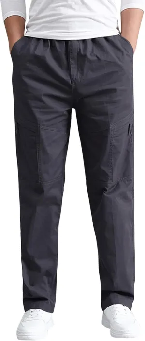 GIERIDUC Men's Water Resistant Hiking Pants Mens Loose Fit Corduroy Pants Loose Cargo Pants for Men Light Tan Corduroy Pants