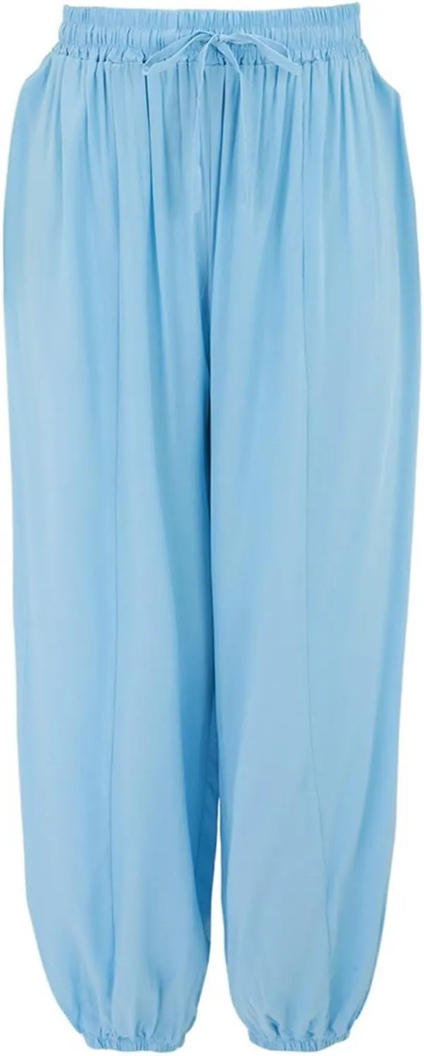 GIERIDUC Womens Baggy Linen Pants Casual Boyfriend High Rise Wide Leg Harem Trousers Loose Fit Y2K Trendy Pants with Pockets