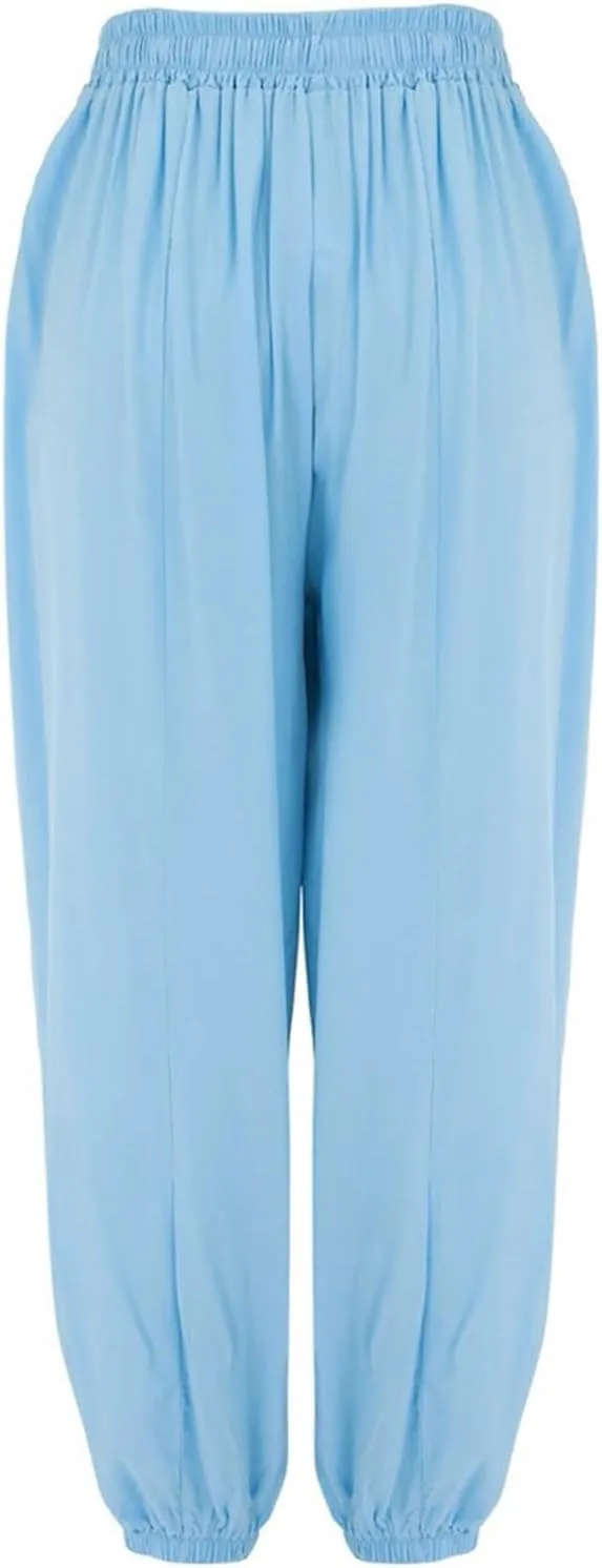 GIERIDUC Womens Baggy Linen Pants Casual Boyfriend High Rise Wide Leg Harem Trousers Loose Fit Y2K Trendy Pants with Pockets