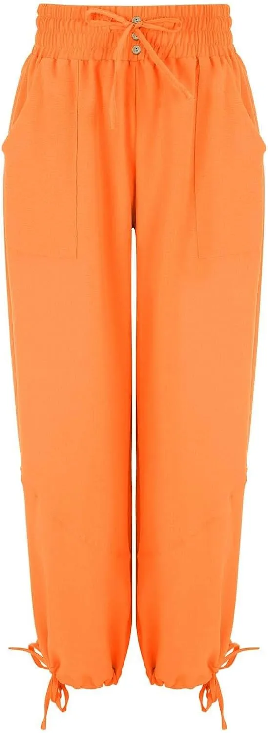GIERIDUC Womens Casual Loose Fit Wide LegSummer Beach Drawstring Y2K Trendy Baggy Pants Trousers with Pockets