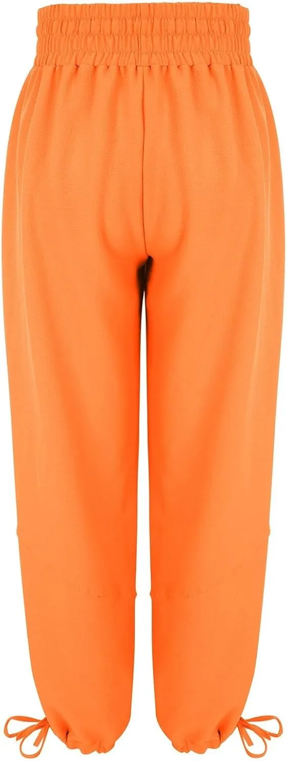 GIERIDUC Womens Casual Loose Fit Wide LegSummer Beach Drawstring Y2K Trendy Baggy Pants Trousers with Pockets