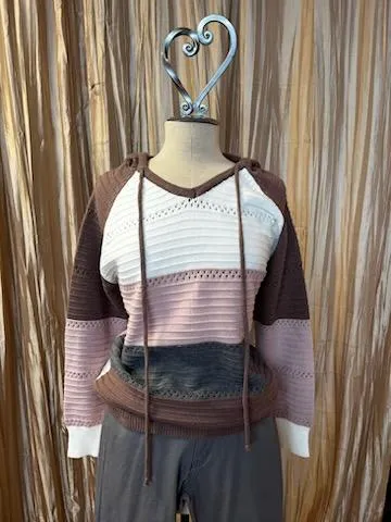 Hooded Sweater Neutral Stripes | Veveret