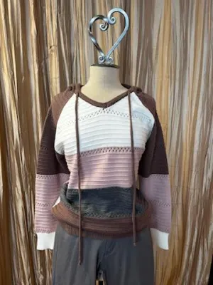 Hooded Sweater Neutral Stripes | Veveret