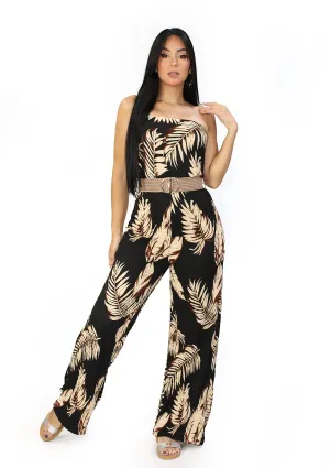 LP-IRIS-5JP Black Tropical Jumpsuit de Mujer