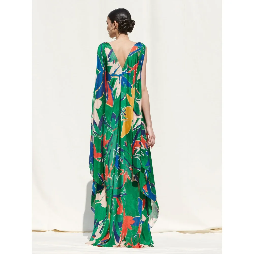 MANDIRA WIRK Kaftan withLycra Net Slip Green (Set of 2)