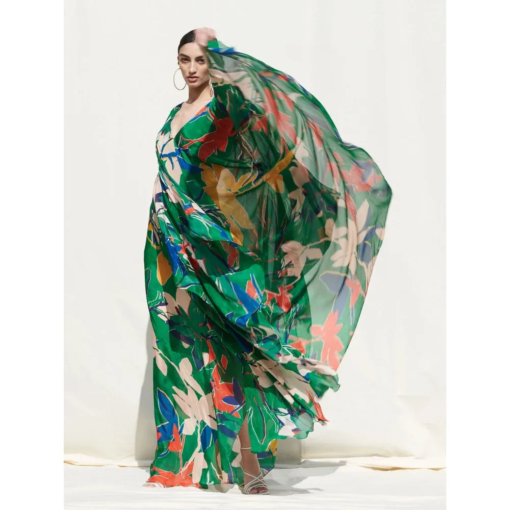 MANDIRA WIRK Kaftan withLycra Net Slip Green (Set of 2)