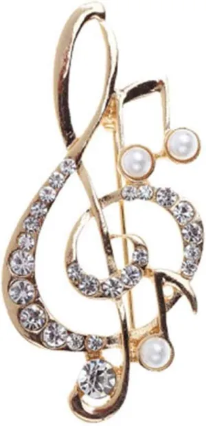 Music Note Brooch Pins for Women Gold Music Note Sheet Brooch Music Sign Brooch Rhinestaone Flower Note Treble Clef Brooch Pin Scarf Buckle Wedding Concert Party Jewelry Gift