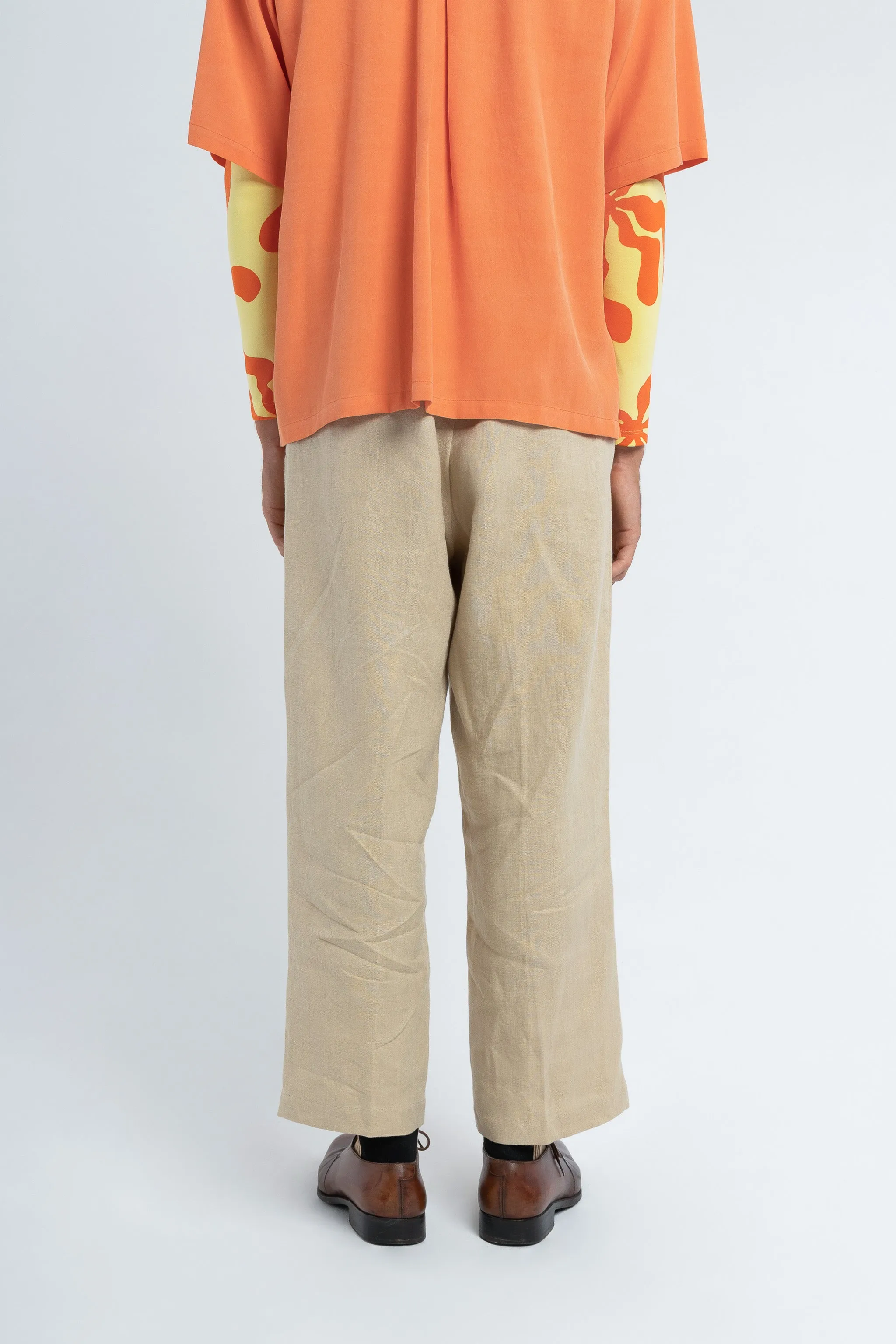 Pleated Trouser in Beige
