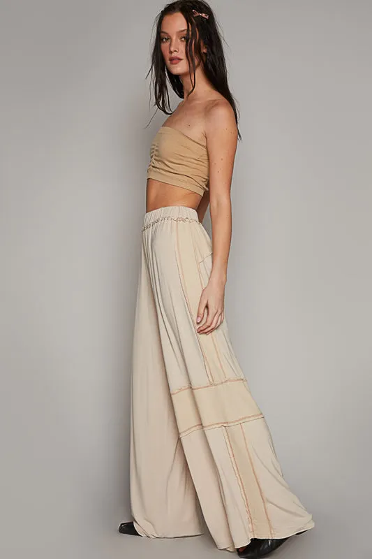 Relax Fit Pant With Stitch Detail - Oatmeal