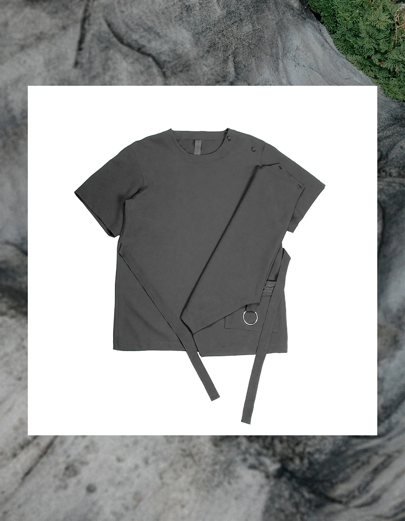 Short Sleeve Top with Draping Pocket