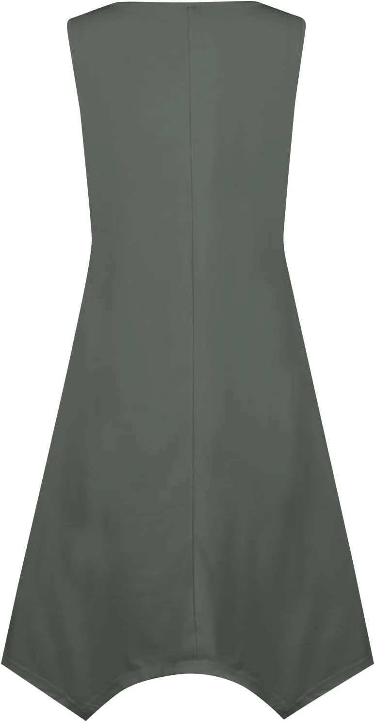 Summer Dresses for Women 2025 Sleeveless Scoop Neck Irregular Hem Midi Dress A-Line Flowy Vacation Tank Sundresses