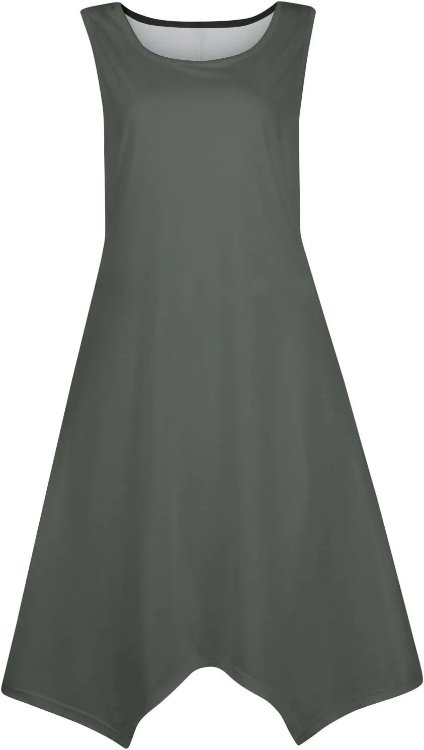 Summer Dresses for Women 2025 Sleeveless Scoop Neck Irregular Hem Midi Dress A-Line Flowy Vacation Tank Sundresses