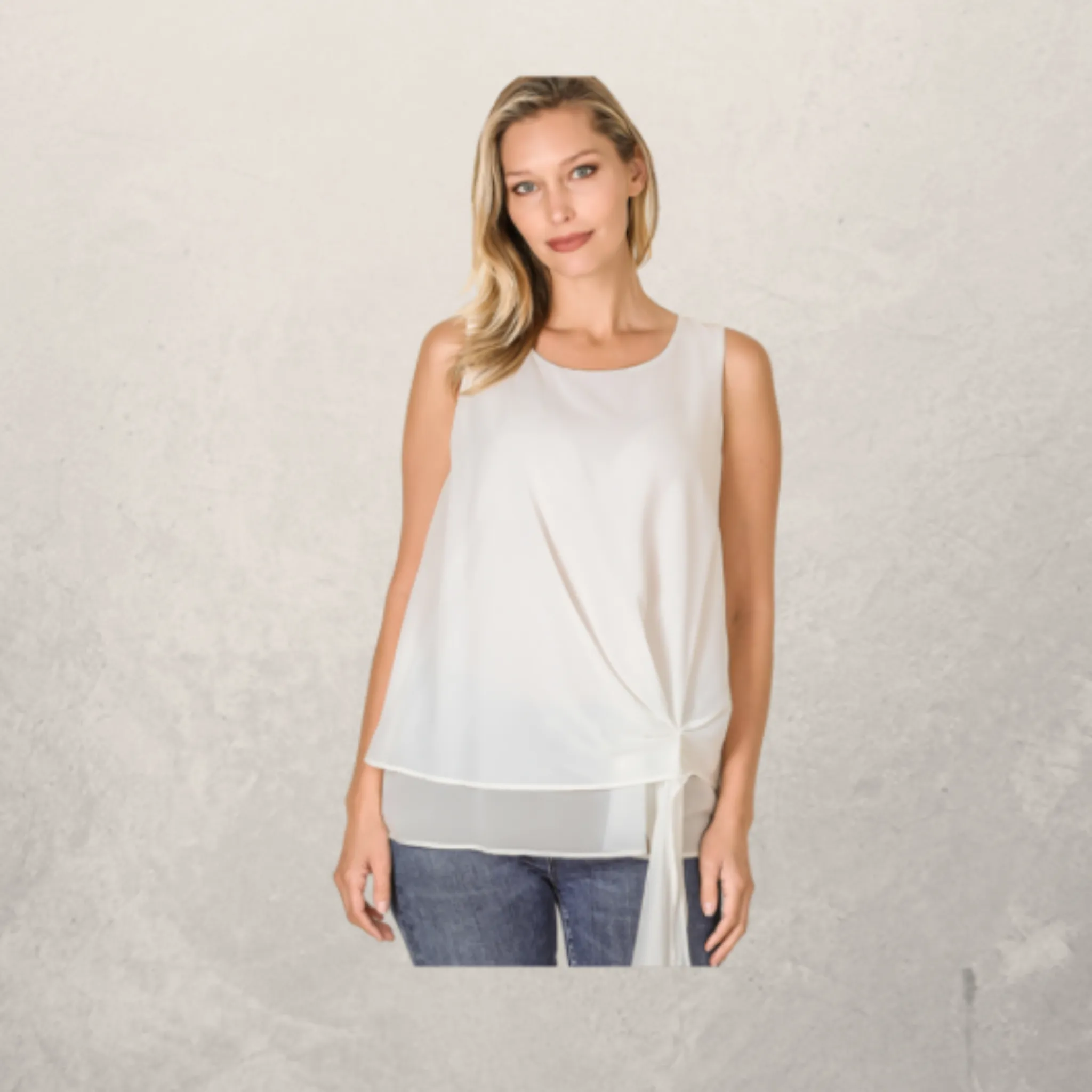 Woven Chiffon Sleeveless Side Tie Top