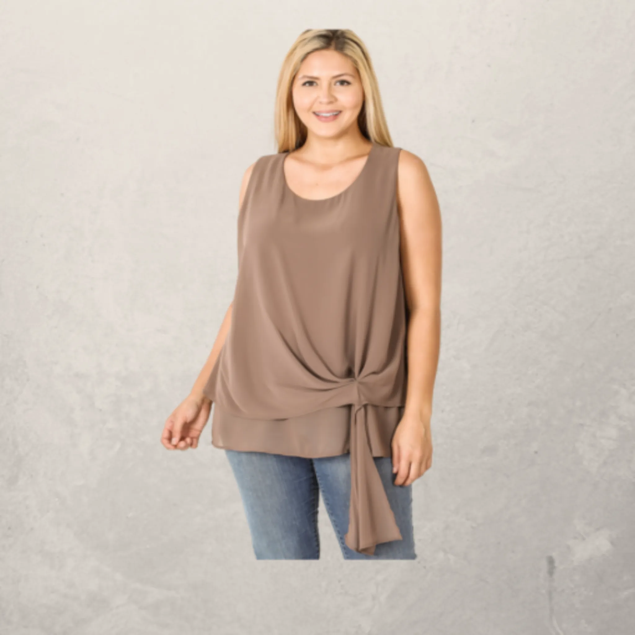 Woven Chiffon Sleeveless Side Tie Top