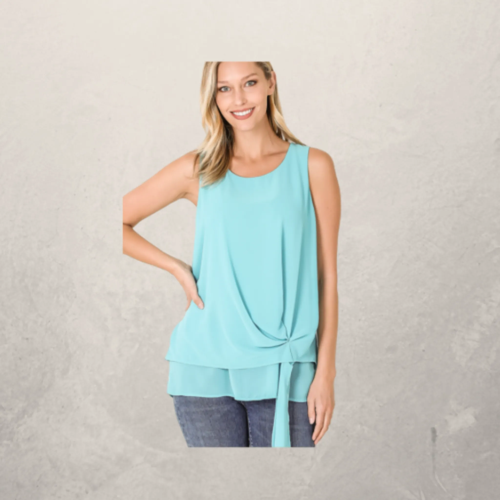 Woven Chiffon Sleeveless Side Tie Top