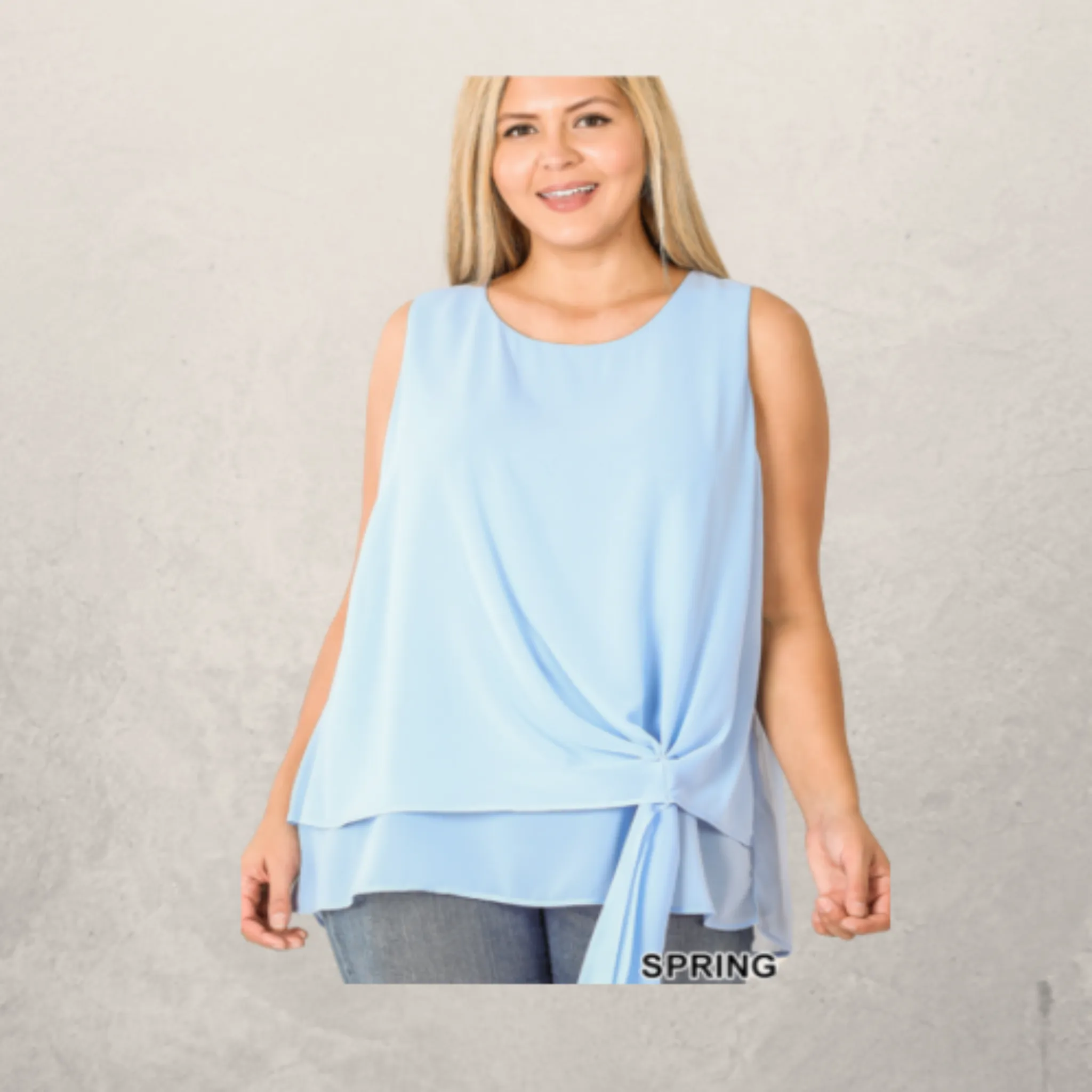 Woven Chiffon Sleeveless Side Tie Top