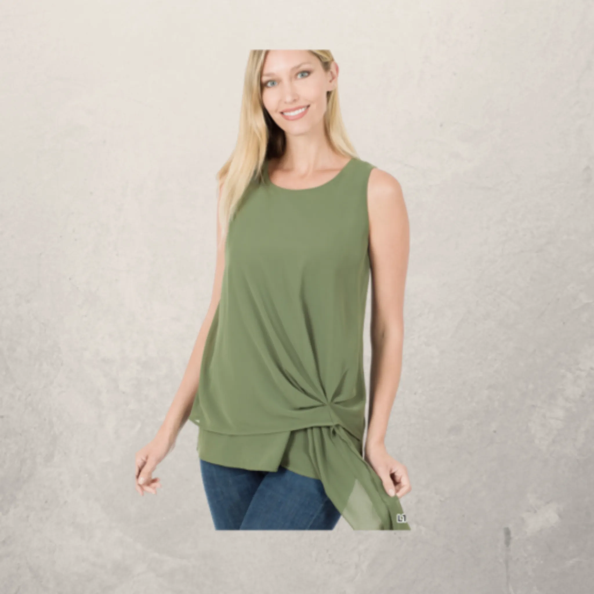 Woven Chiffon Sleeveless Side Tie Top