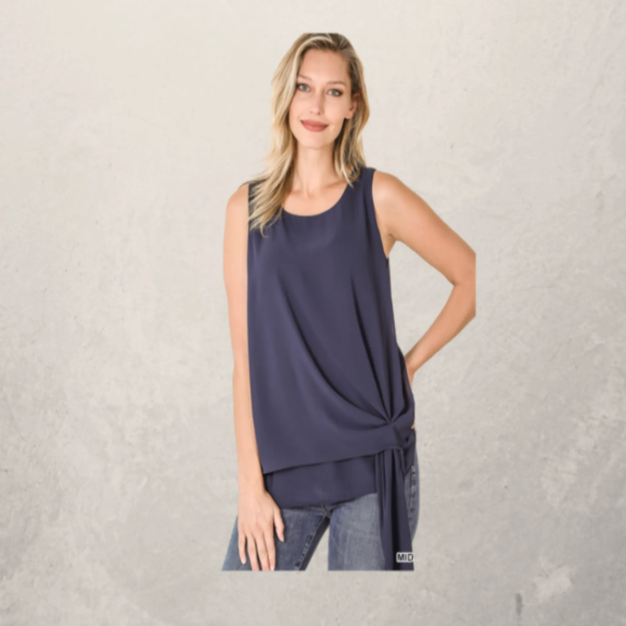 Woven Chiffon Sleeveless Side Tie Top